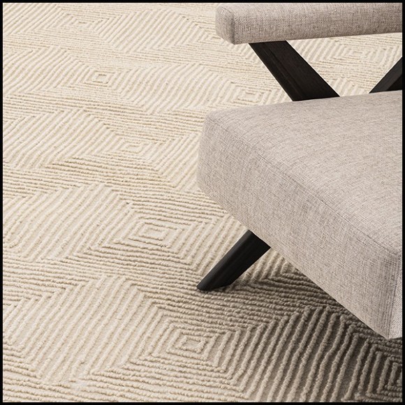 Tapis à motifs de lignes et carré en finition Ivoire 24-Byzance