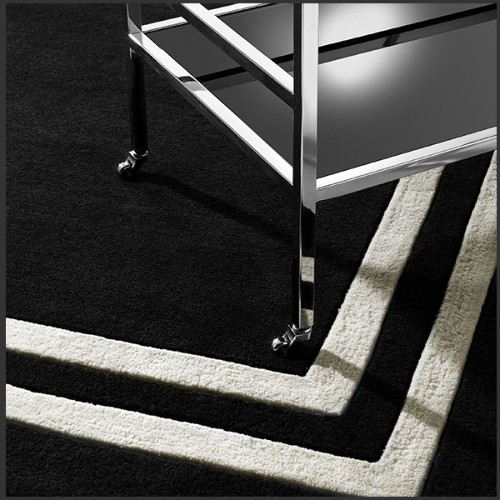 Carpet in wool Black and Off-White finish 24-Celeste