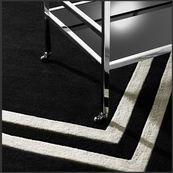 Tapis en laine finition Noir et Blanc Cassé 24-Celeste