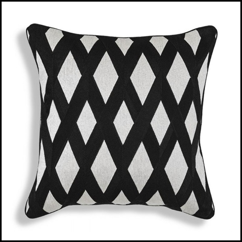 Cushion with diamond pattern black and white 24-Splender B&W