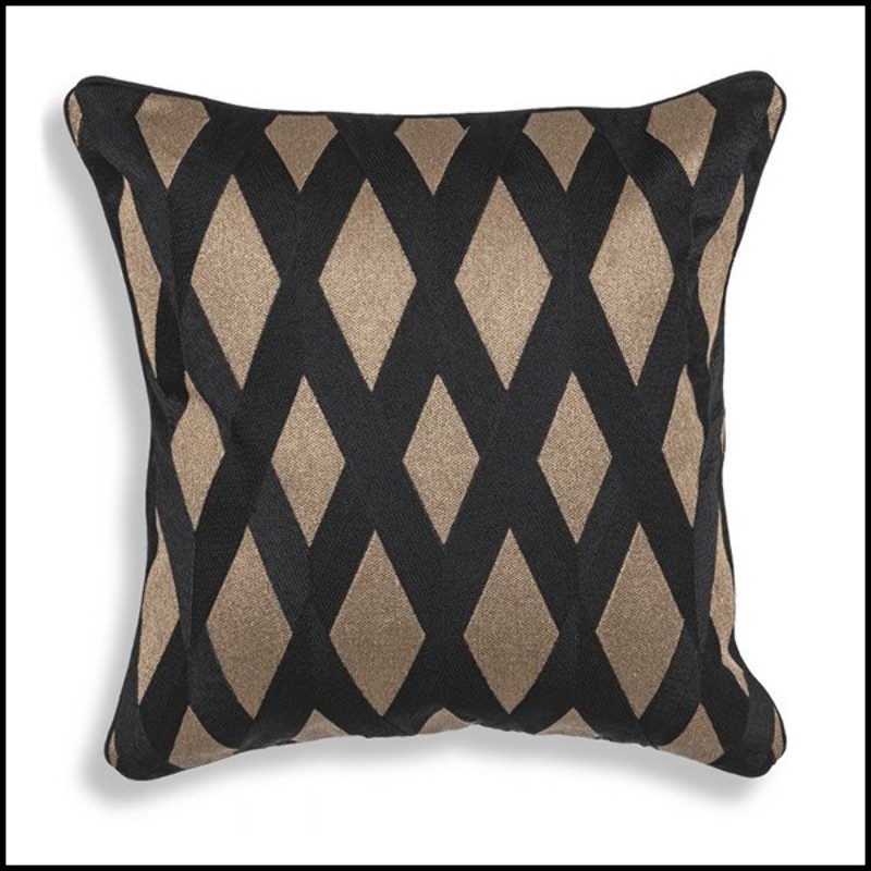 Cushion with diamond pattern black an gold finish 24-Splender Gold