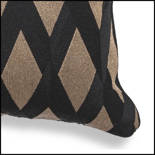 Coussin motif losange noir et or 24-Splender Gold