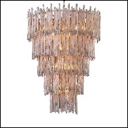 Chandelier stalactite en verre fumée et laiton brossé 24-Saint Roch L
