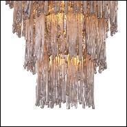 Chandelier stalactite en verre fumée et laiton brossé 24-Saint Roch L