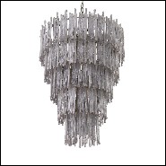 Chandelier smoke glass stalactite and brushed brass 24-Saint Roch L