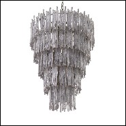 Chandelier stalactite en verre fumée et laiton brossé 24-Saint Roch L