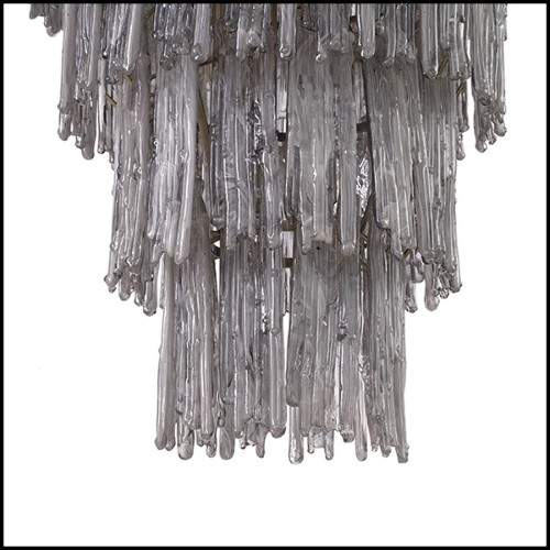 Chandelier smoke glass stalactite and brushed brass 24-Saint Roch L