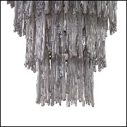 Chandelier stalactite en verre fumée et laiton brossé 24-Saint Roch L