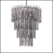 Chandelier stalactite en verre givré et laiton brossé 24-Saint Roch S