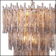 Chandelier stalactite en verre givré et laiton brossé 24-Saint Roch S