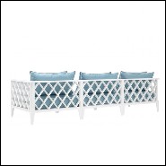 Canapé finition blanche avec coussin coloris Sunbrella bleu minéral 24-Ocean Club