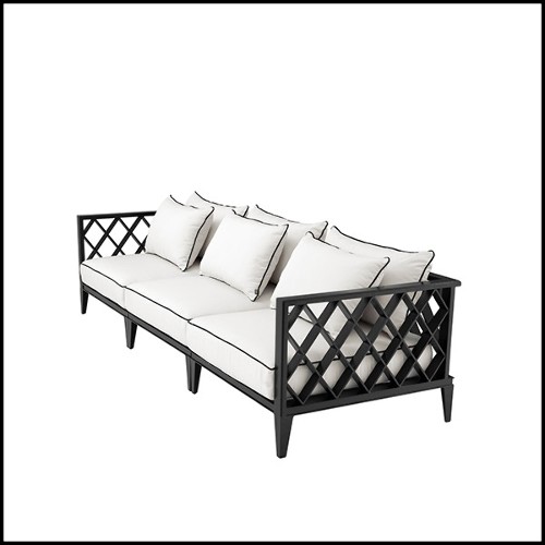 Sofa in matte white finish with cushion in canva finish 24-Ocean Club