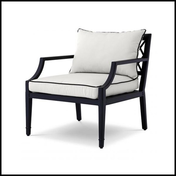 Chaise finition noir mat avec coussins sunbrella 24-Bella Vista