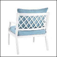 Chaise finition blanc avec coussin bleu minéral sunbrella 24-Bella Vista Blue