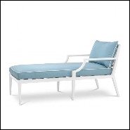 Lounger in white lacquer finish with mineral blue cushion 24-Bella Vista