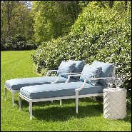 Lounger in white lacquer finish with mineral blue cushion 24-Bella Vista