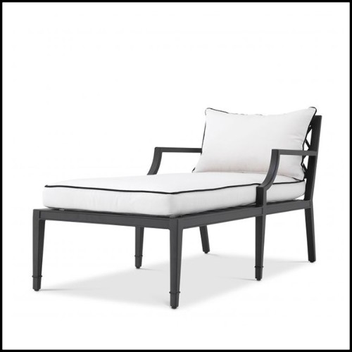 Chaise longue finition noir mate avec coussin en toile sunbrella 24-Bella Vista