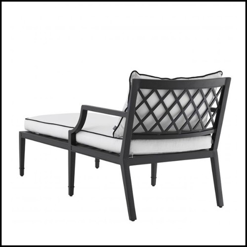 Lounger in matte black finish with canvas cushion 24-Bella Vista B