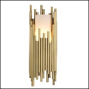Wall Lamp with cylinder alabaster and antique brass finish tubes 24-Bartoli