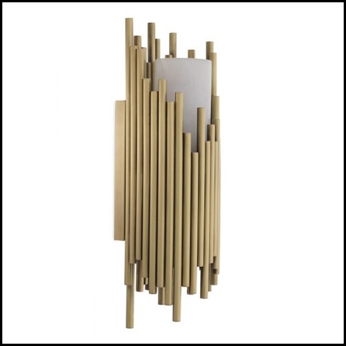 Wall Lamp with cylinder alabaster and antique brass finish tubes 24-Bartoli