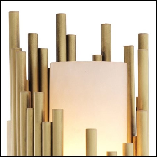 Wall Lamp with cylinder alabaster and antique brass finish tubes 24-Bartoli