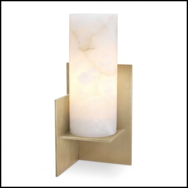 Table Lamp in antique brass and alabaster shade 24-Frisco Gold