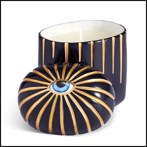 Candle box in porcelain deep blue and 24k gold 172-Blue eye