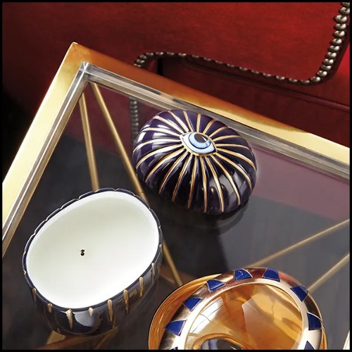 Candle box in porcelain deep blue and 24k gold 172-Blue eye