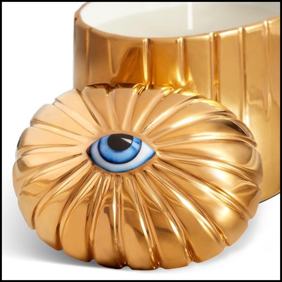 Candle box in porcelain and gold 24k 172-Blue Eye Gold