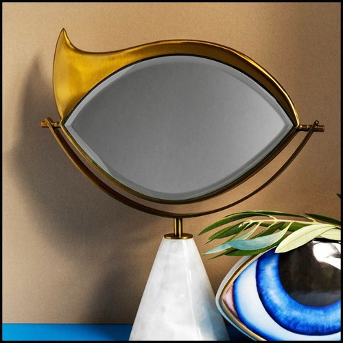 Miroir en marbre et finition or 24 carats 172-Golden Eye