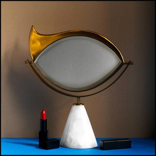 Miroir en marbre et finition or 24 carats 172-Golden Eye