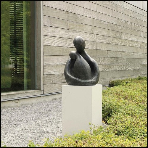 Sculpture in green solid bronze 190-Human and Child