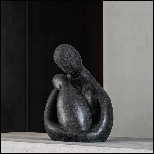 Sculpture in green solid bronze 190-Human and Child