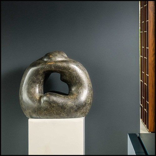 Sculpture en bronze massif vert 190-Together