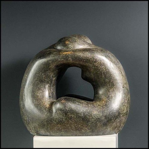Sculpture en bronze massif vert 190-Together