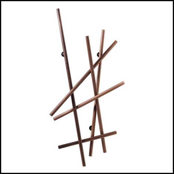 Coatrack in solid walnut and iron 163-Walnut Rods