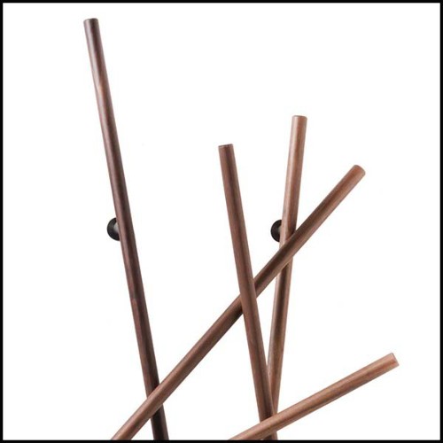 Porte-Manteau en noyer et fer noirci 163-Walnut Rods