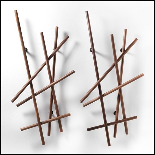 Coatrack in solid walnut and iron 163-Walnut Rods