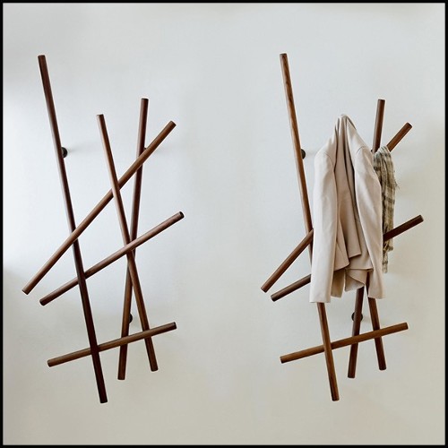 Coatrack in solid walnut and iron 163-Walnut Rods