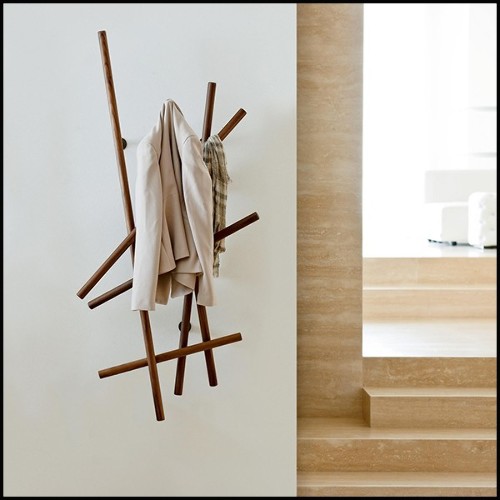 Coatrack in solid walnut and iron 163-Walnut Rods