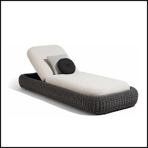 Chaise longue coloris anthracite et tissus salty white 48-Kobo Anthracite