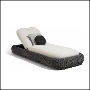 Chaise longue coloris anthracite et tissus salty white 48-Kobo Anthracite