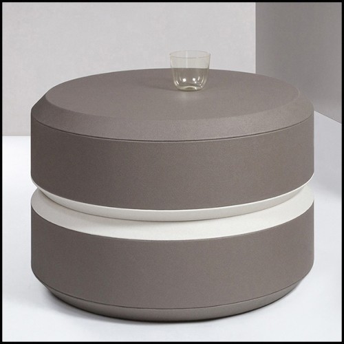 Table d'appoint cuir finition smokey 189-Liguria L