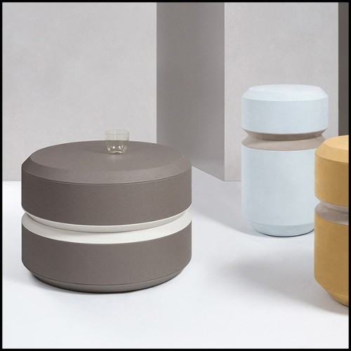 Side Table in genuine lether smokey finish 189-Liguria L