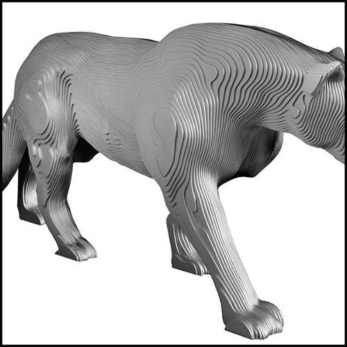 Sculpture panthère en couches d'aluminium PC-Panther Polished