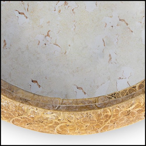 Miroir rond laiton massif finition antique 145-Round Pilgrim