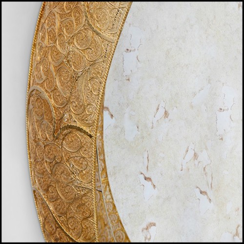 Miroir rond laiton massif finition antique 145-Round Pilgrim