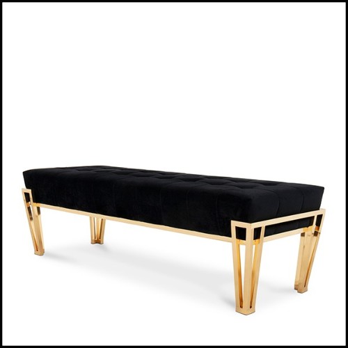 Bench in solid brass and black velvet 164-Williams