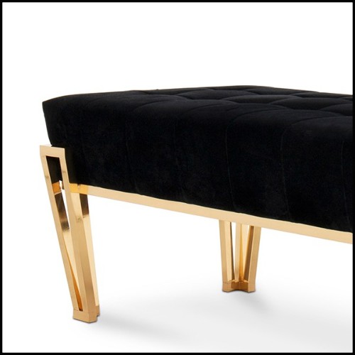 Bench in solid brass and black velvet 164-Williams