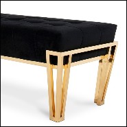 Bench in solid brass and black velvet 164-Williams